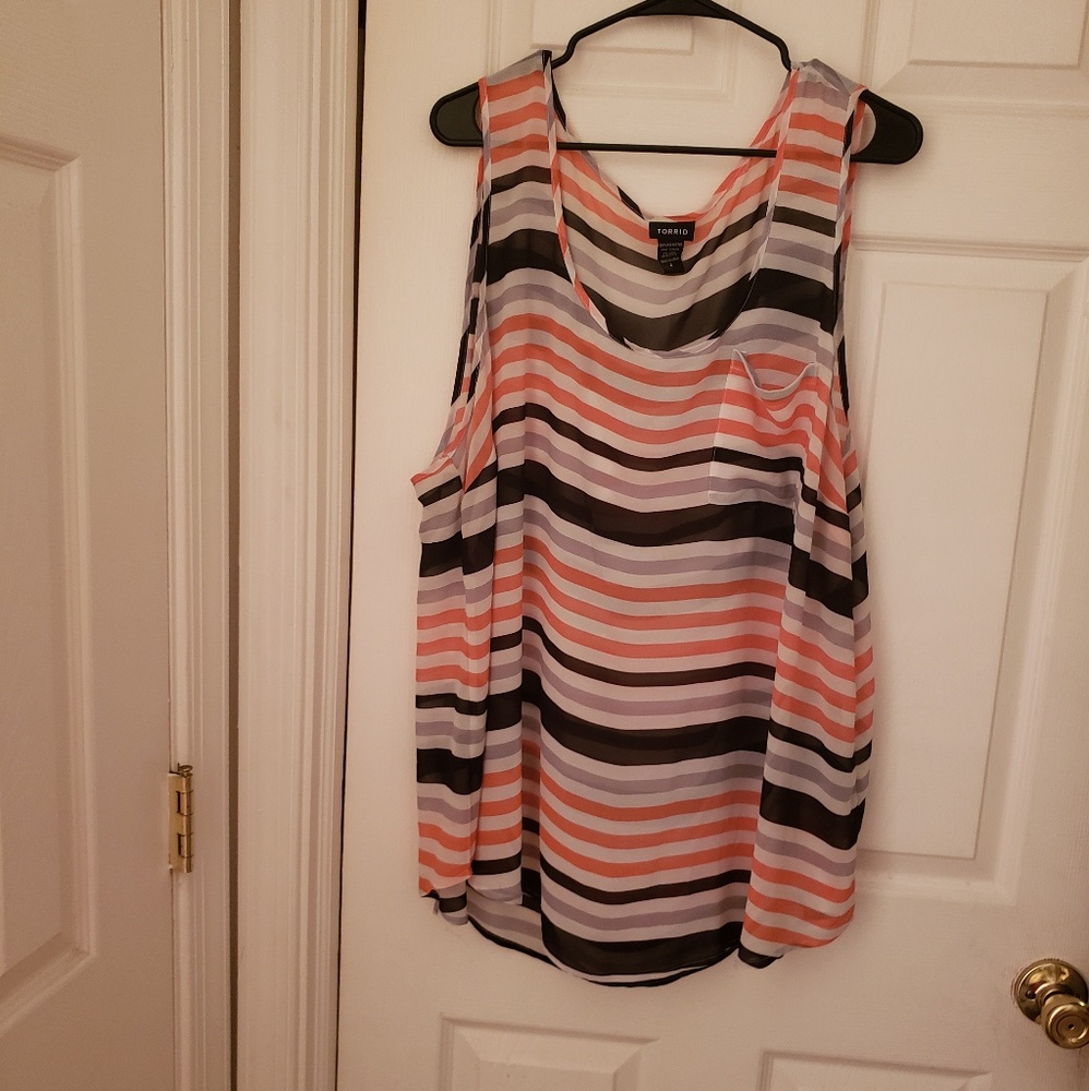 Striped georgette tank